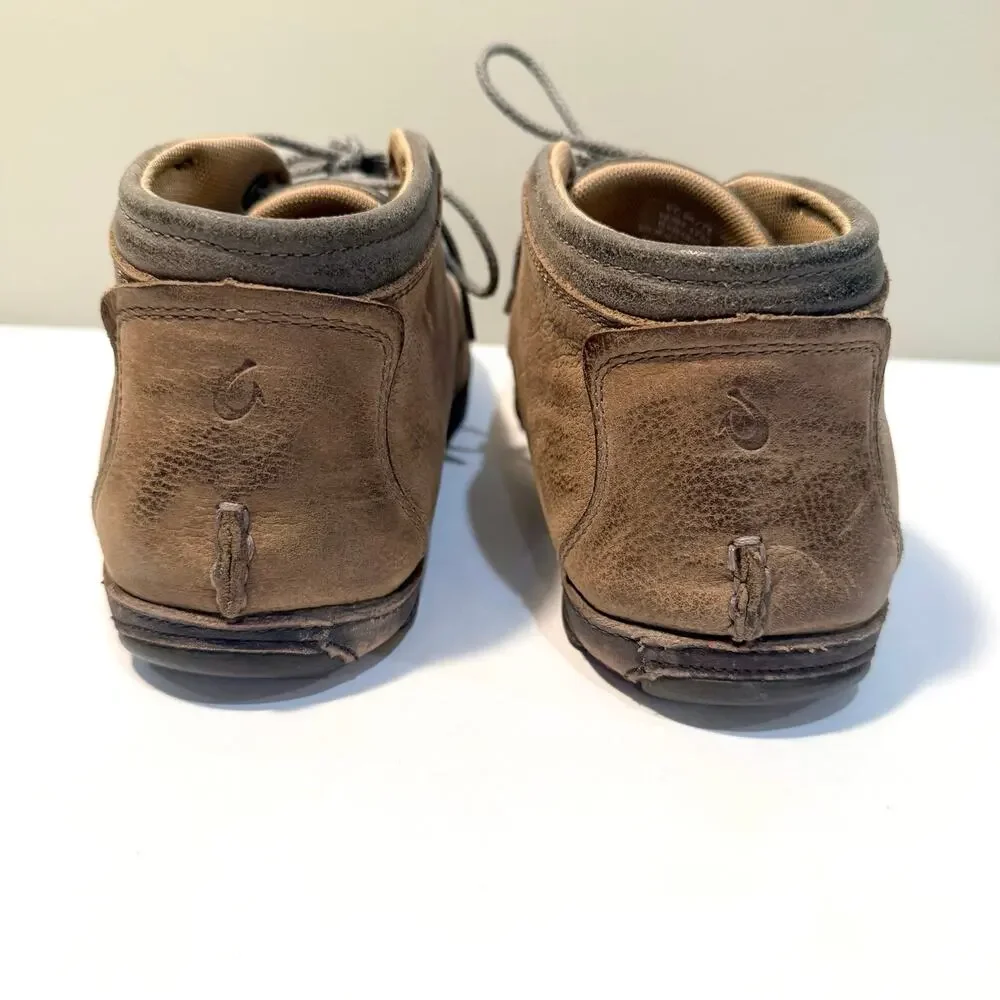 Olukai Boot Hamakua Size 10.5 Leather Chukka Lace Up Rubber Sole Tan